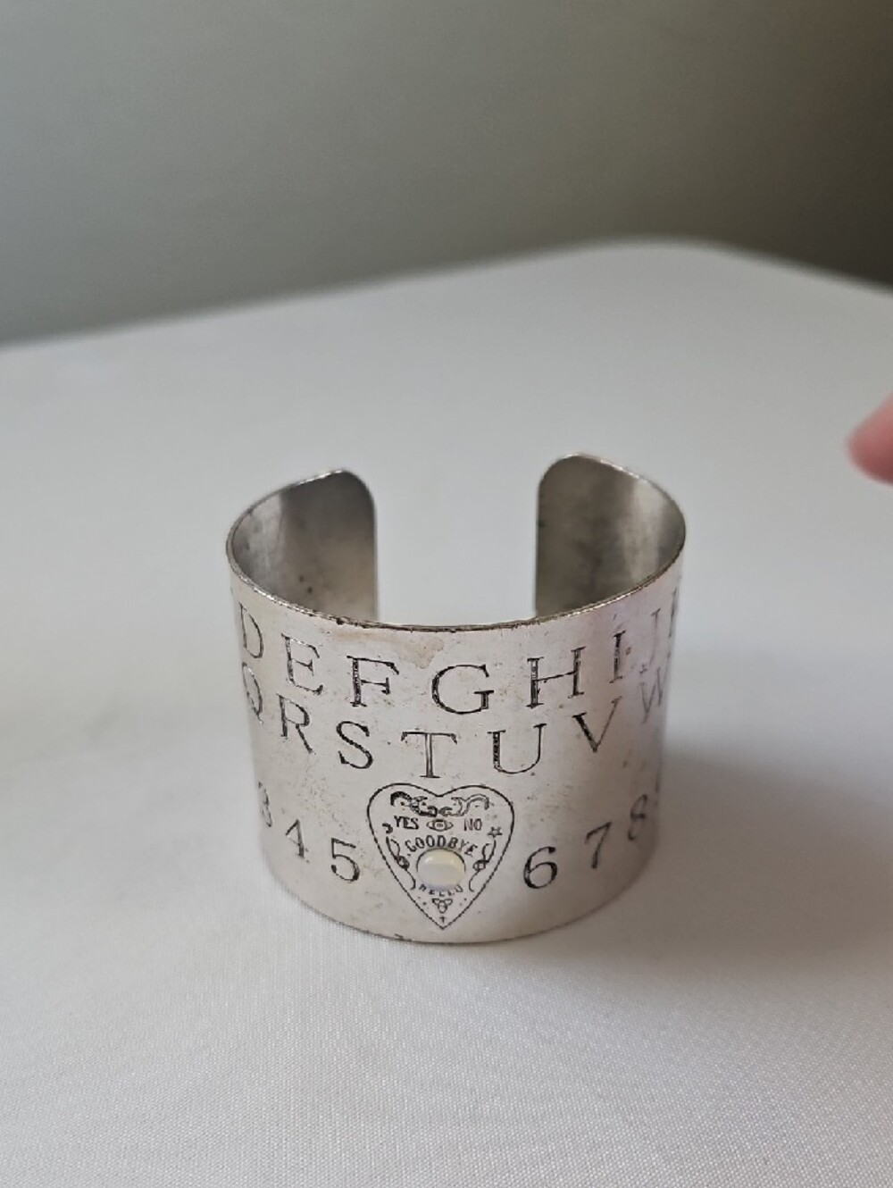 Hot Topic Silver Ouija-Style Alphabet Cuff Bracelet - Picture 3 of 7